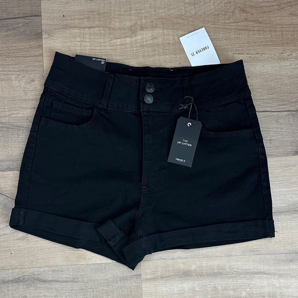 Forever 21 Up Lyfter black high waisted shorts size 27 BNWT